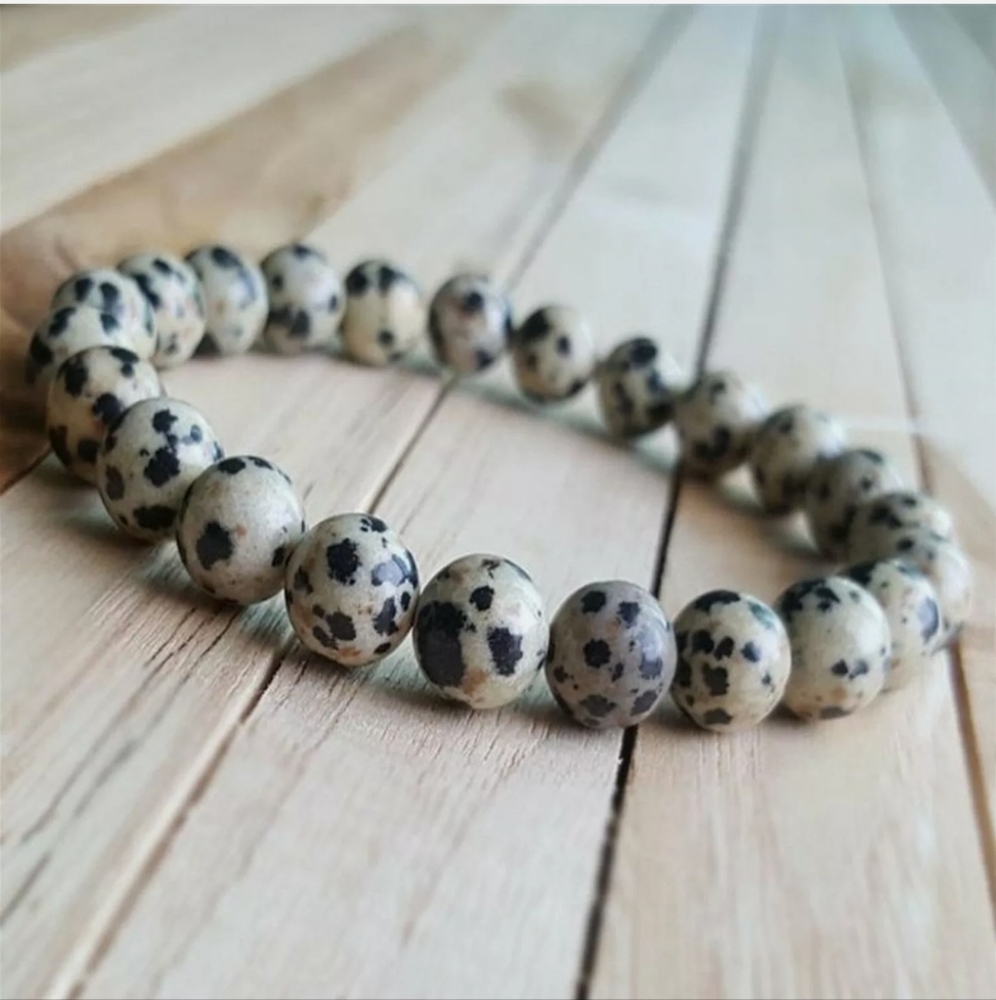 8mm Natural Spotted Stone Beads Handmade Gemstone Mala Chakra Bracelet C573-B